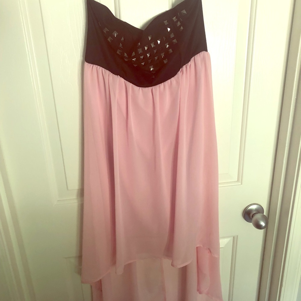 High low strapless dress